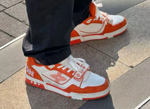 Louis Vuitton Trainer Monogram Denim Orange 1A9ZD6  review 