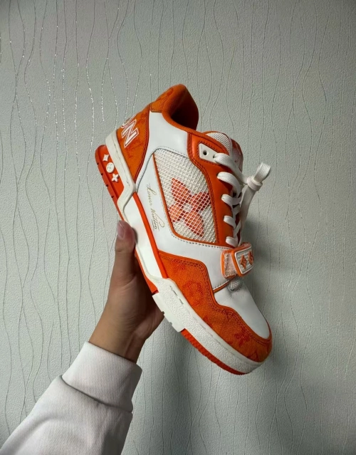 Louis Vuitton Trainer Monogram Denim Orange 1A9ZD6  review 
