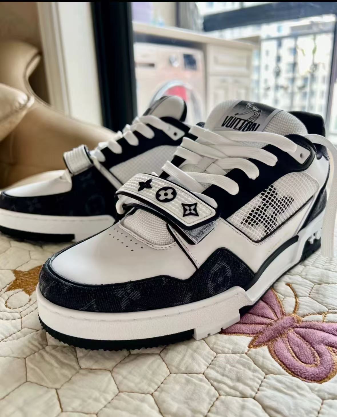 Louis Vuitton LV Trainer Velcro Strap Monogram Denim Black White 1A9ZAU review ag