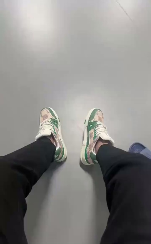 Louis Vuitton LV Trainer Damier White Green 1AC58D review 