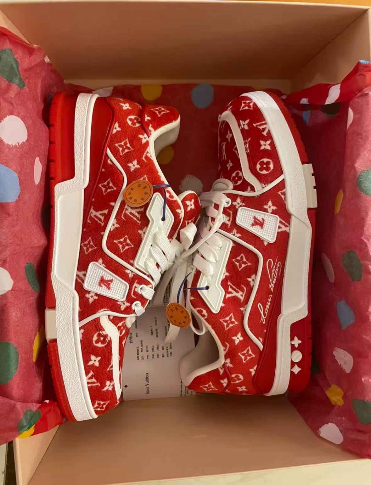 Louis Vuitton Trainer Red Monogram Textile 1ABFSU review ey