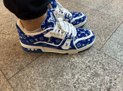 Louis Vuitton Trainer Blue Monogram Textile 1ABFRQ review 