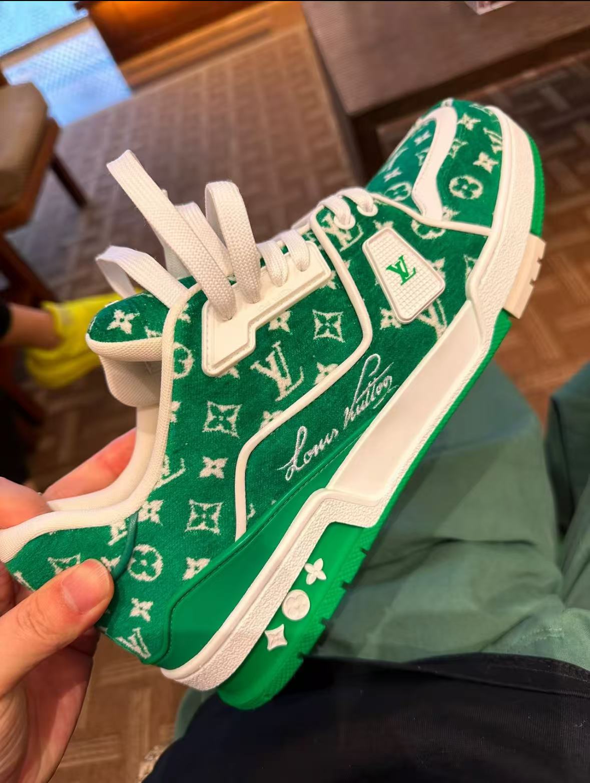 Louis Vuitton Trainer Green Monogram Textile  1ABFSA review tta