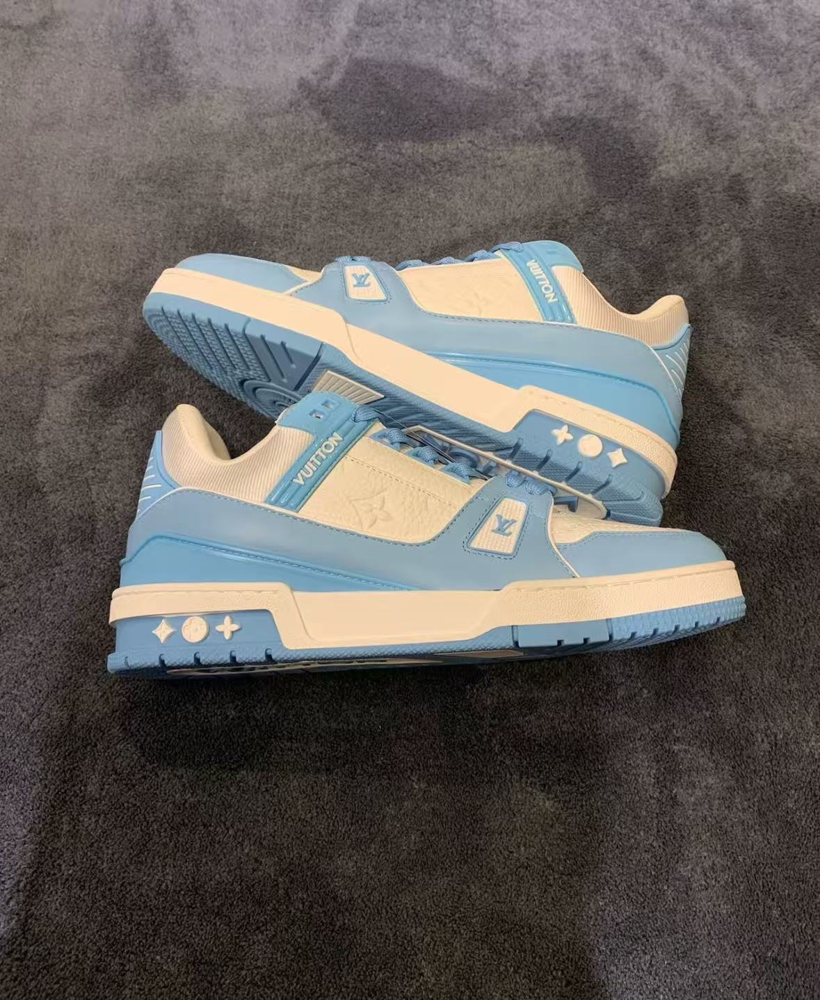 Louis Vuitton Trainer Low White Sky Blue 1AA6X4  review ina