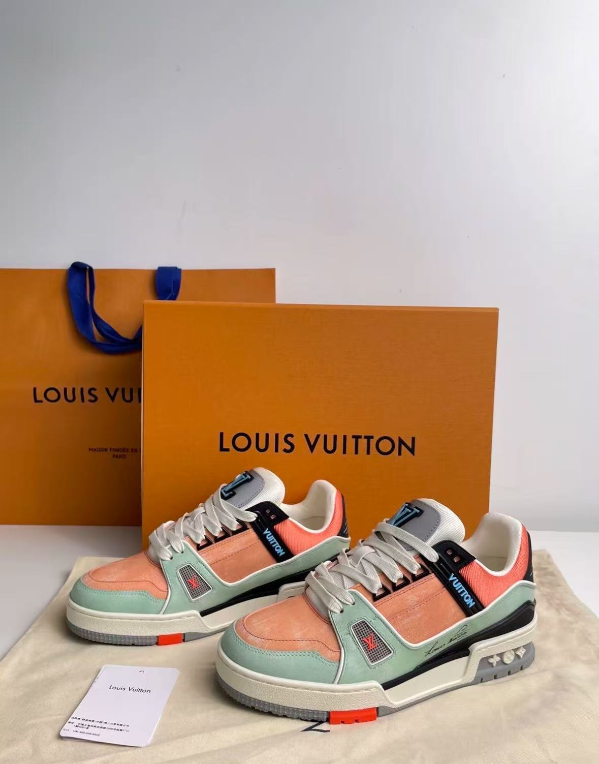 Louis Vuitton LV Trainer Orange Teal Vintage 1ACEFX review Ophelia