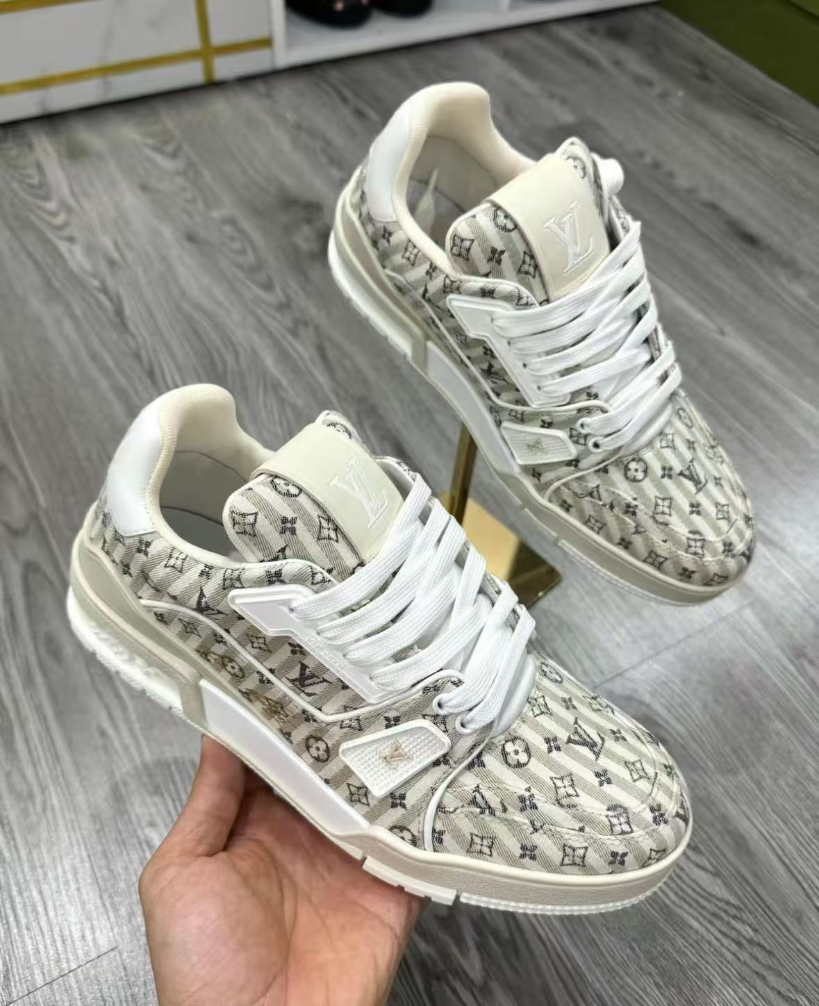 Louis Vuitton Trainer Beige Stripe Monogram 1ABG0H review bastiane
