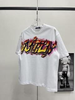 Louis Vuitton Comic Cartoon Flame Letters Printed Short Sleeve White review Sophia