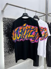 Louis Vuitton Comic Cartoon Flame Letters Printed Short Sleeve Black review Tabitha