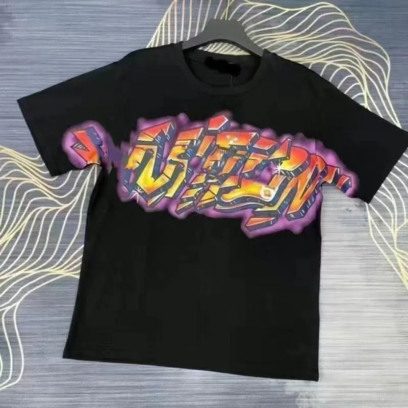 Louis Vuitton Comic Cartoon Flame Letters Printed Short Sleeve Black review ammy