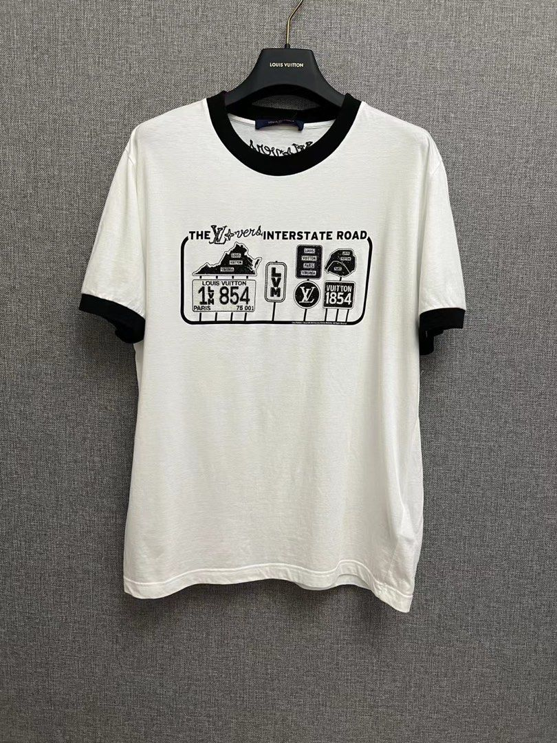Louis Vuitton letter logo road sign print round neck short sleeves review 0