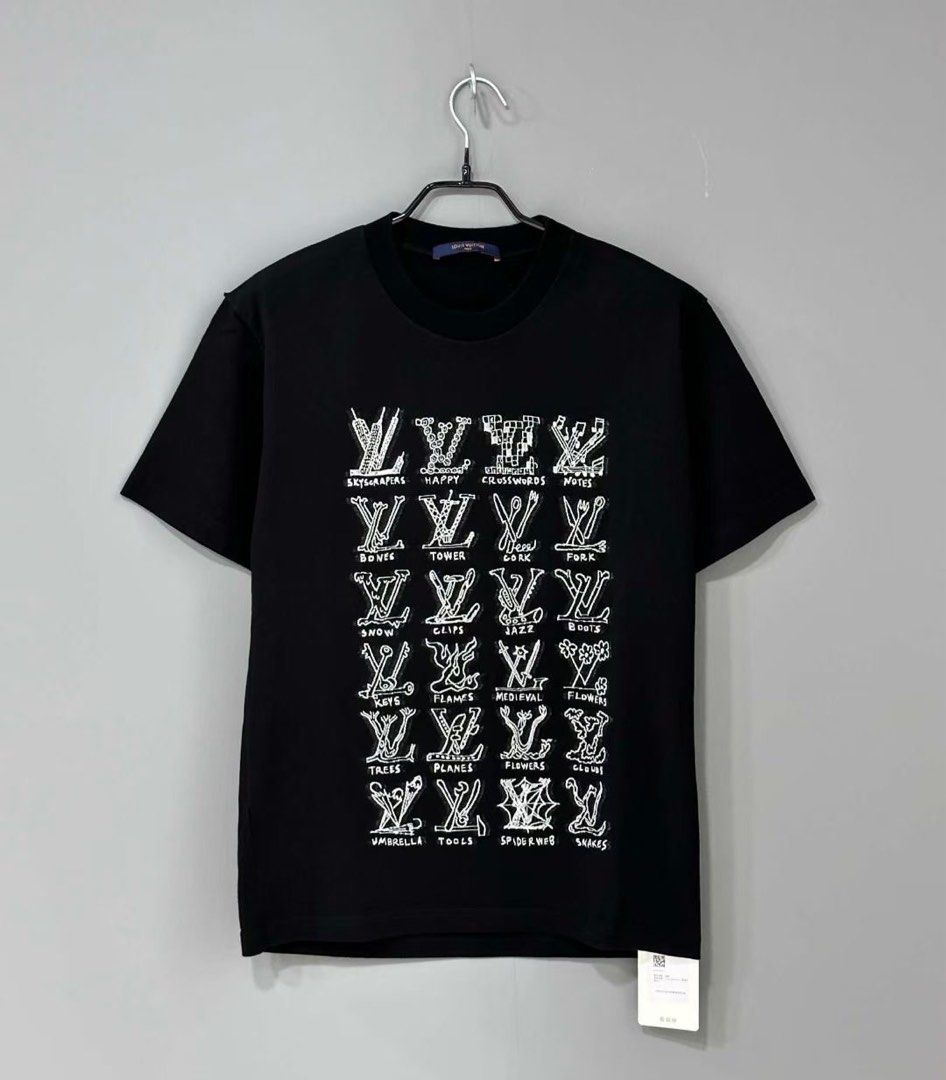 Louis Vuitton full letter logo print short sleeve black review Adora