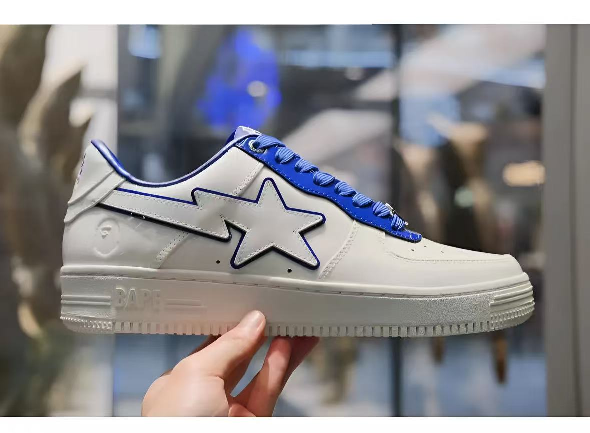 A Bathing Ape Bape Sta Low White and Blue Border 1J30-191-017 review Gabrie