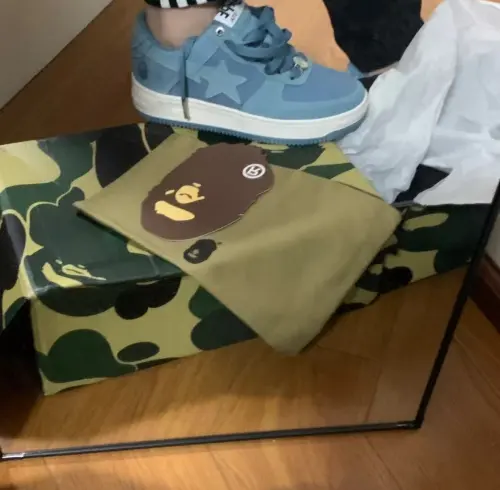 A Bathing Ape Bape Sta Blue Suede 1H70-191-004 review 