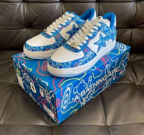 A Bathing Ape Bape Sta Low Black Blue Color Spray Painting  1H73 191 913  review 