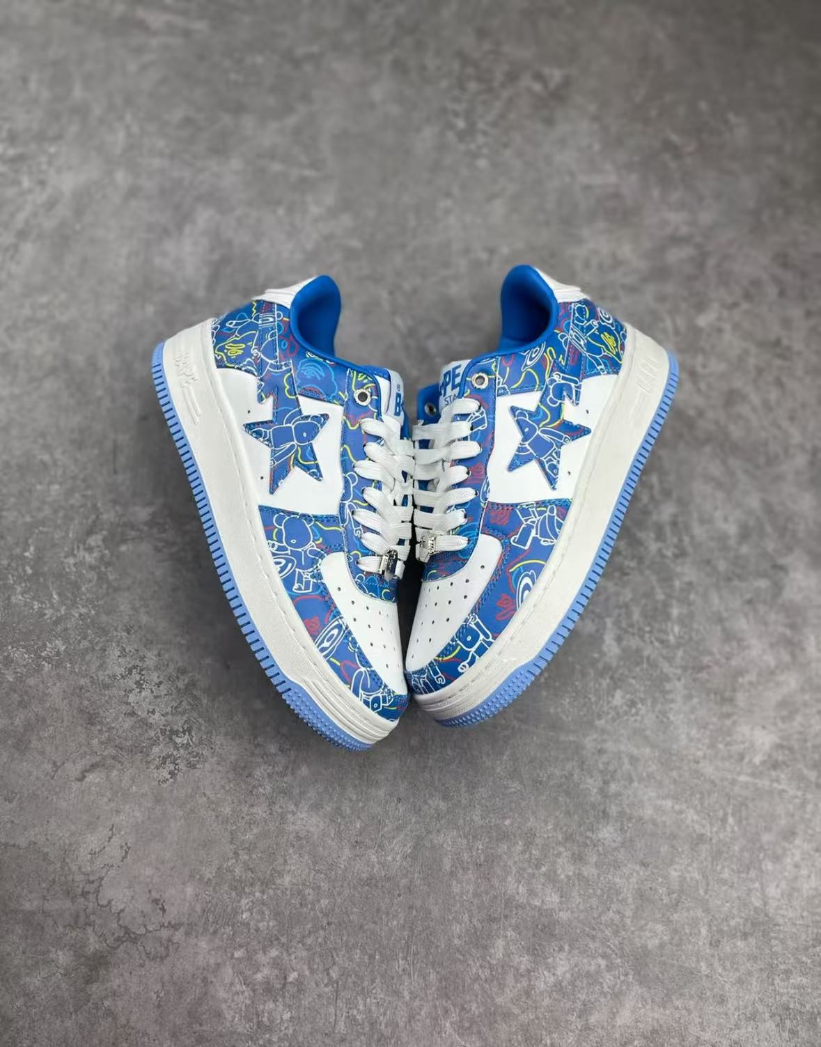 A Bathing Ape Bape Sta Low Black Blue Color Spray Painting  1H73 191 913  review amel