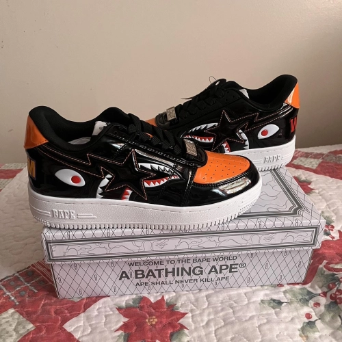 A Bathing Ape Bape Sta Low Mad Shark Black Orange  1H30-191-005 review 