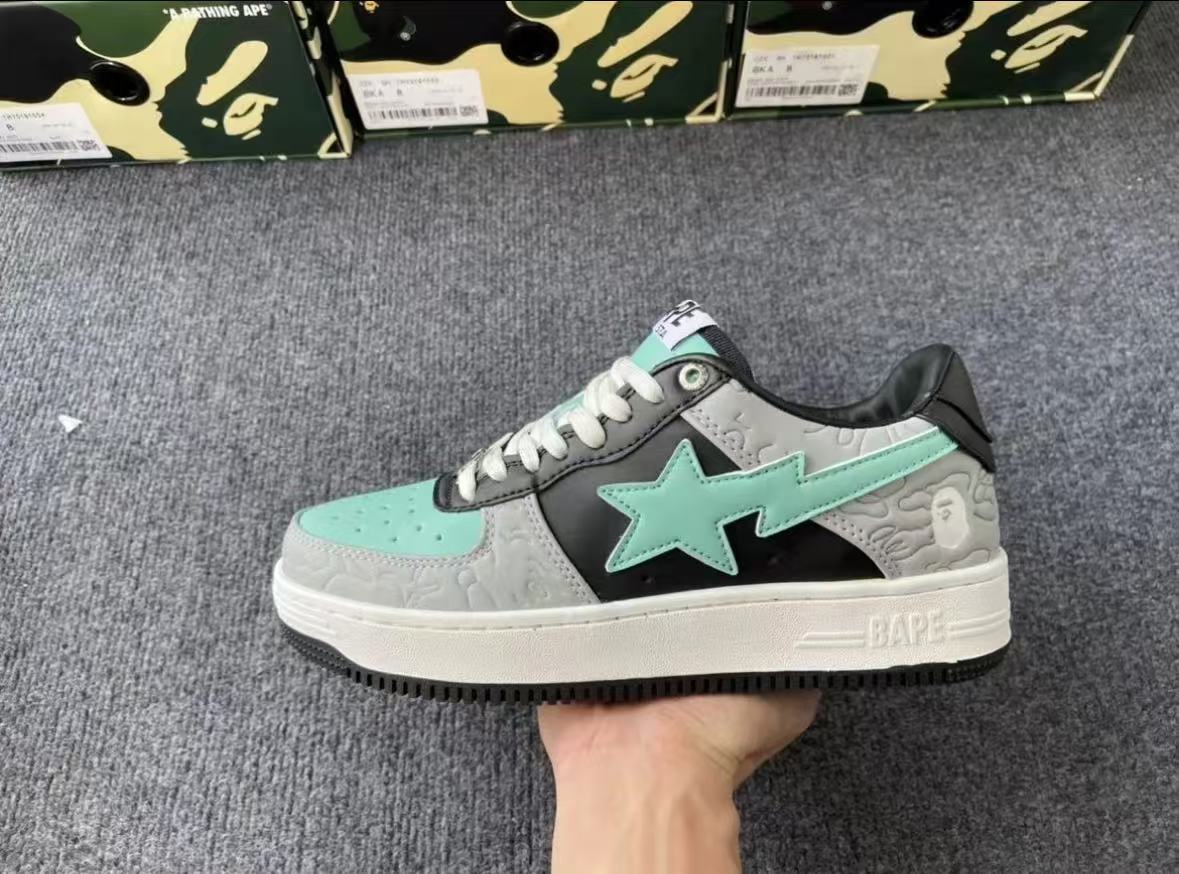 A Bathing Ape Bape Sta Low Grey Green  1H70-191-002 review hia