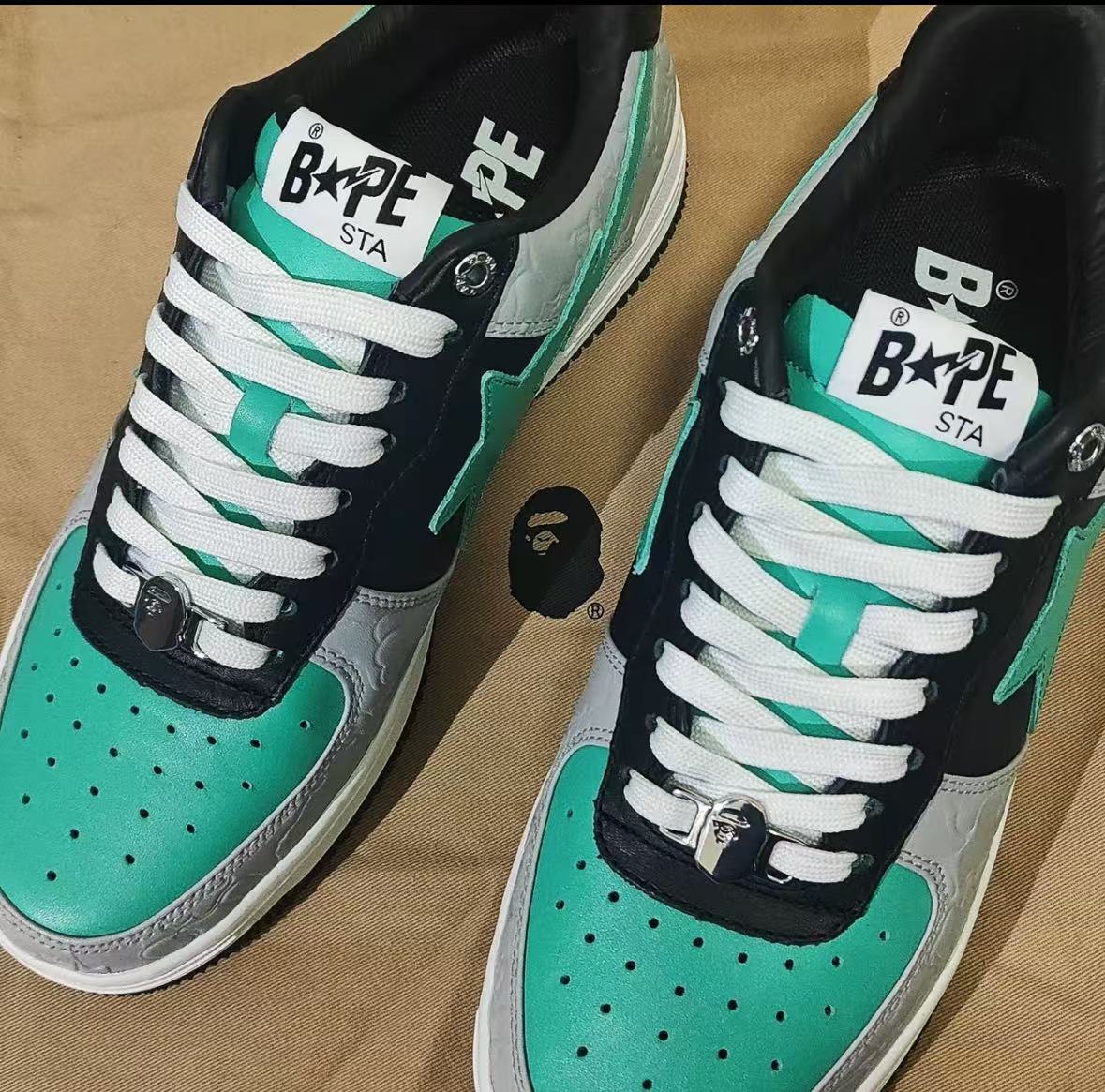A Bathing Ape Bape Sta Low Grey Green  1H70-191-002 review S