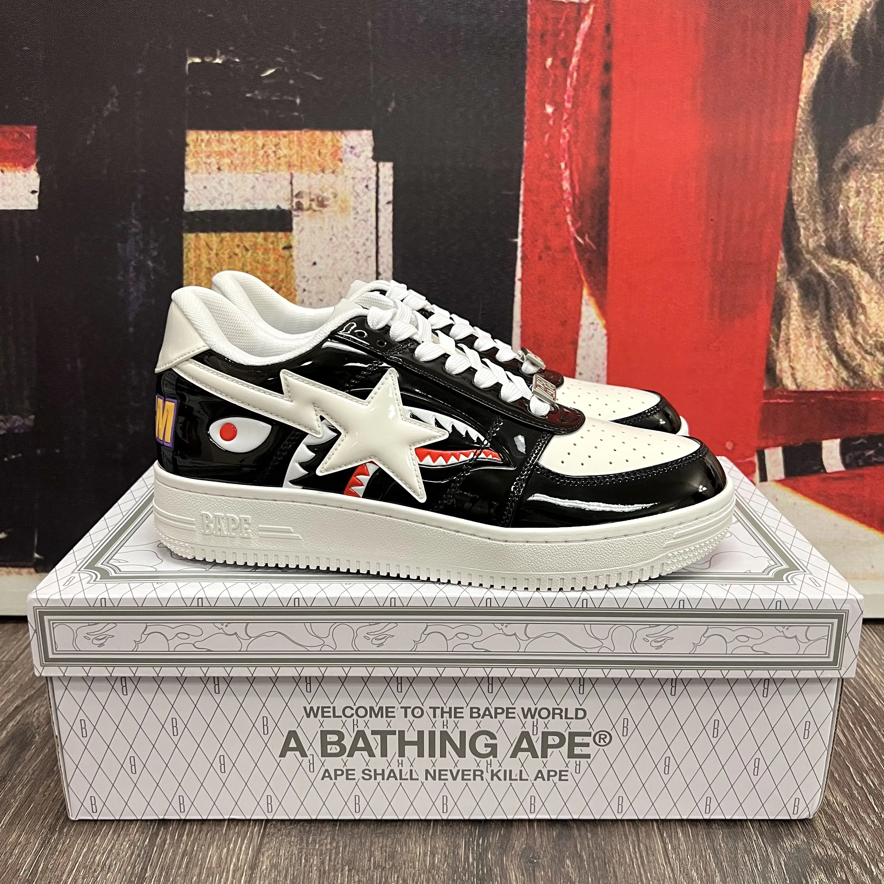 A Bathing Ape Bape Sta Low Color Block Shark Black 1G80191009-BLK review ivi