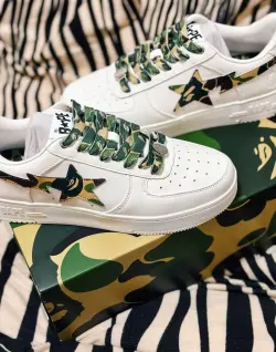 A Bathing Ape Bape Sta Low White Green Camouflage 1H20-191-045 review yl