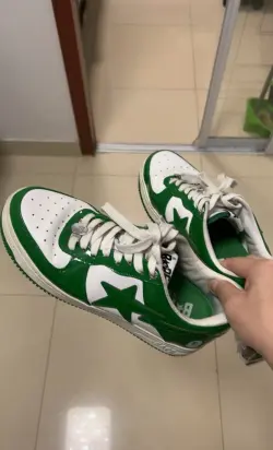 A Bathing Ape Bape Sta Patent Leather Green White 1H70-191-001 review hery