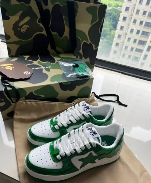 A Bathing Ape Bape Sta Patent Leather Green White 1H70-191-001 review 