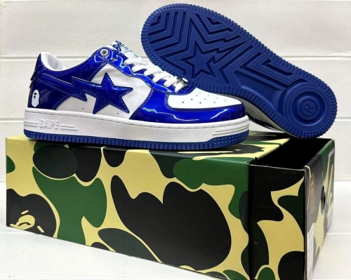 A Bathing Ape Bape Sta Patent Leather White Blue (2023)  1170-191-022  review 