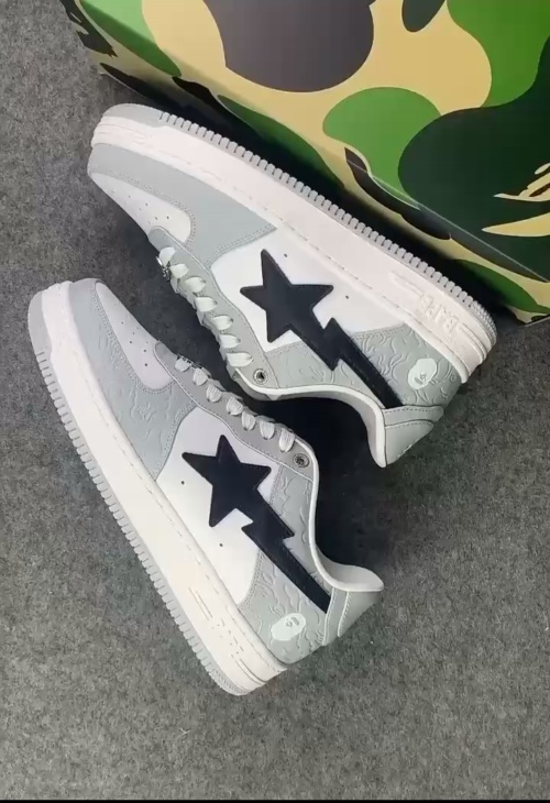 A Bathing Ape Bape Sta Low White Grey 1H70-191-002 review 