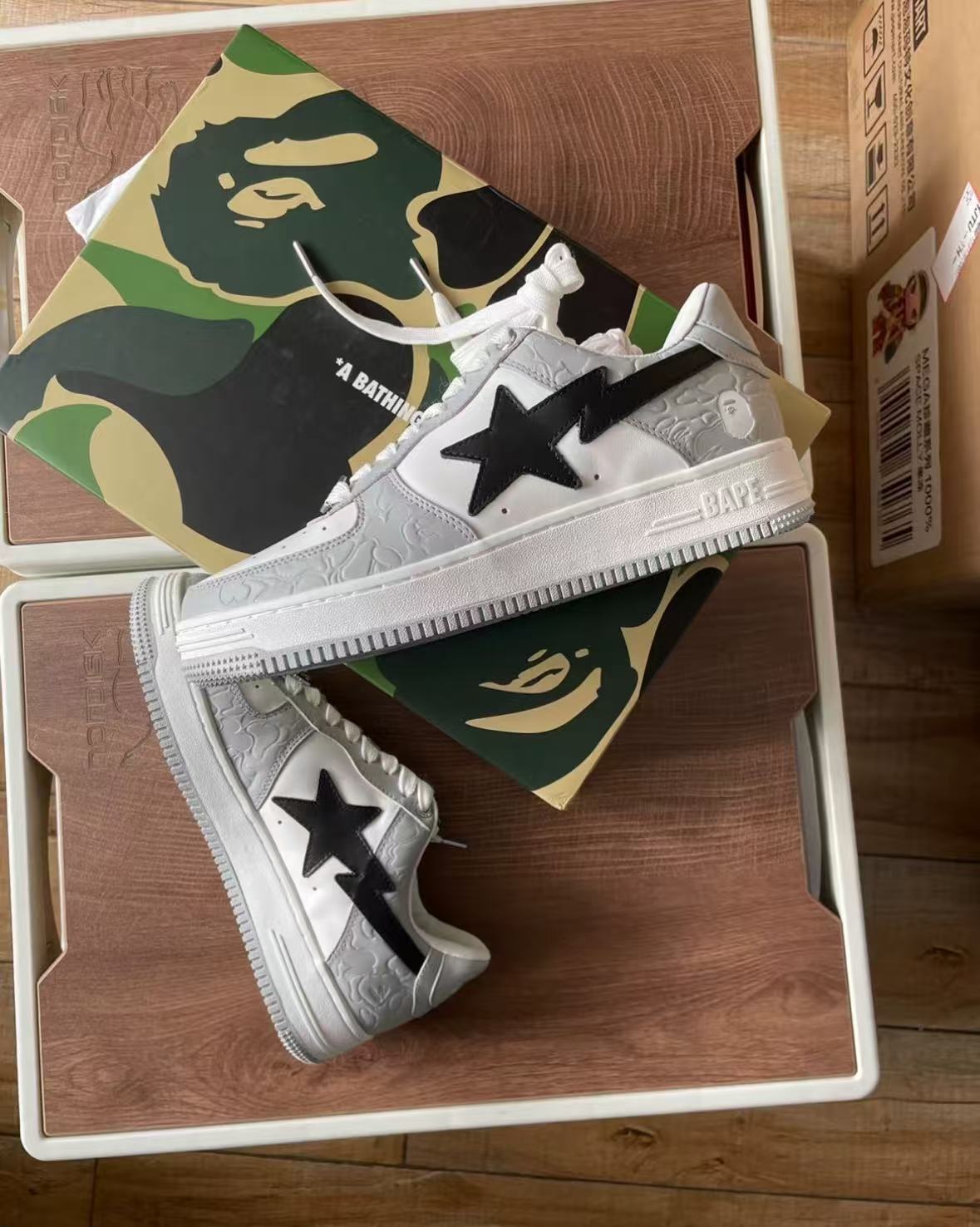 A Bathing Ape Bape Sta Low White Grey 1H70-191-002 review Maxi