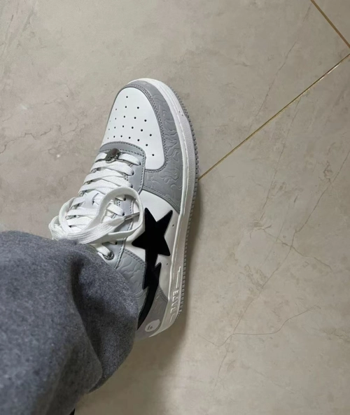 A Bathing Ape Bape Sta Low White Grey 1H70-191-002 review 