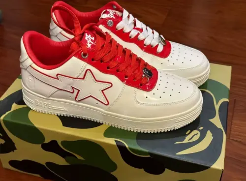 A Bathing Ape Bape Sta Patent Leather White Red  1J30-291-017 review 