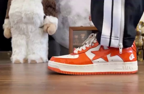 A Bathing Ape Bape Sta Patent Leather Orange White 1H70-191-001 review 