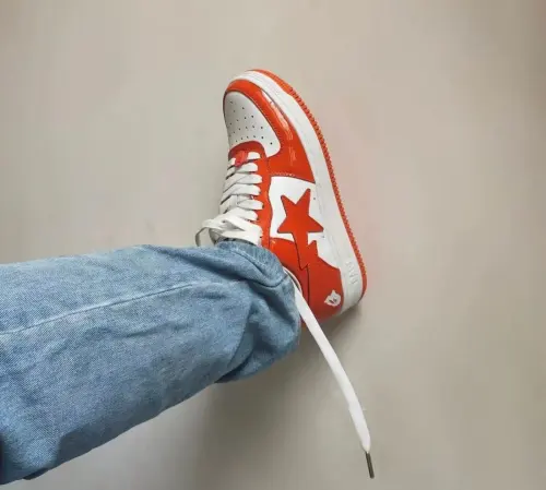 A Bathing Ape Bape Sta Patent Leather Orange White 1H70-191-001 review 