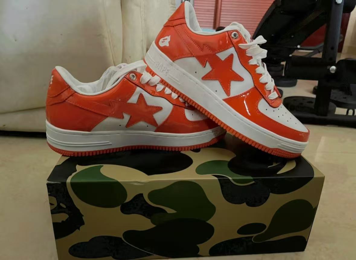 A Bathing Ape Bape Sta Patent Leather Orange White 1H70-191-001 review ist