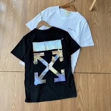 OW oil painting print short sleeve black review 