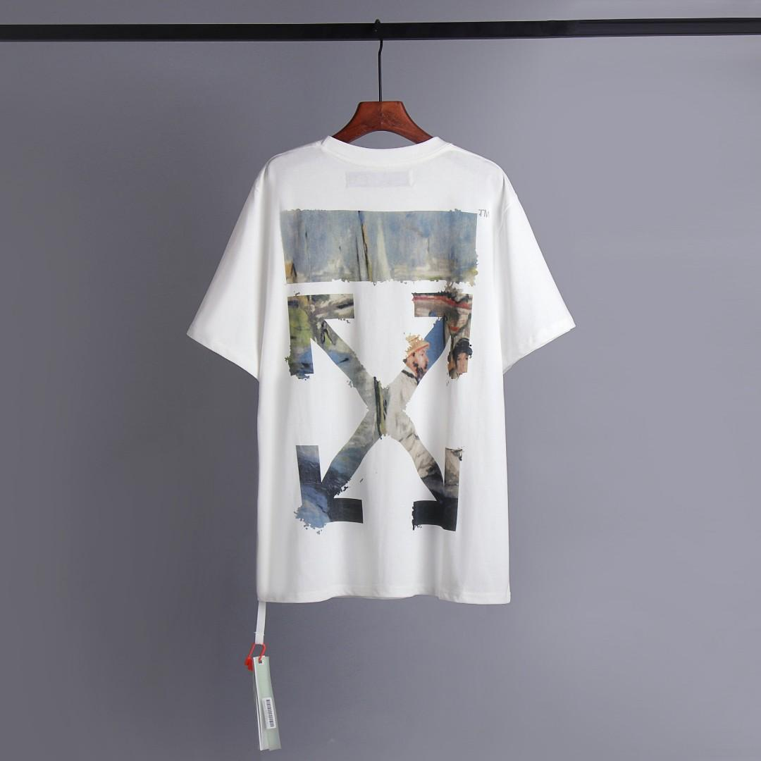 OW oil painting print short sleeve White review fjnh