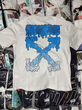 OW Melting Arrow Printed Short Sleeve White and Blue review gfj