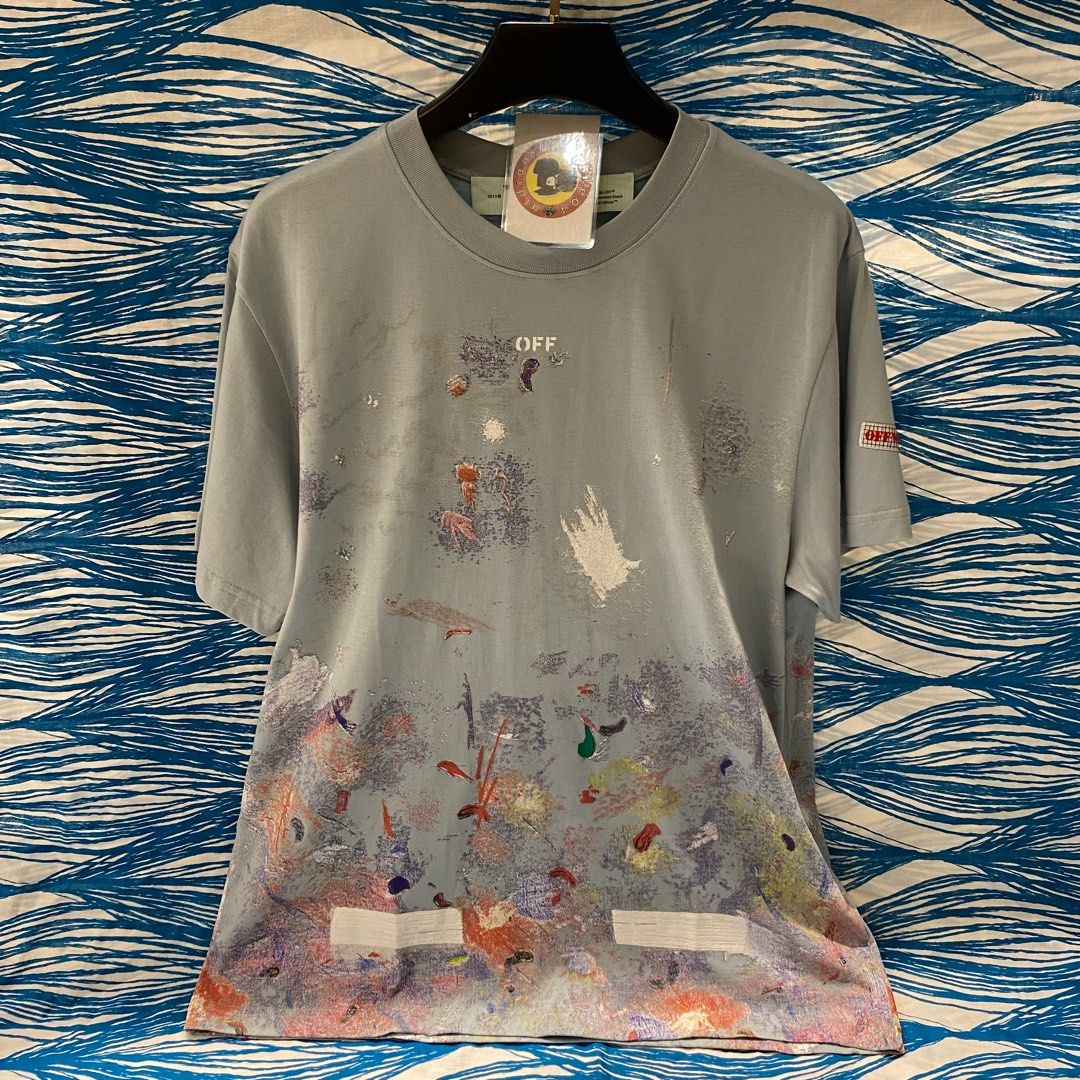 OW Starry Sky Fireworks Ink Arrow Short Sleeve Grey review nhg