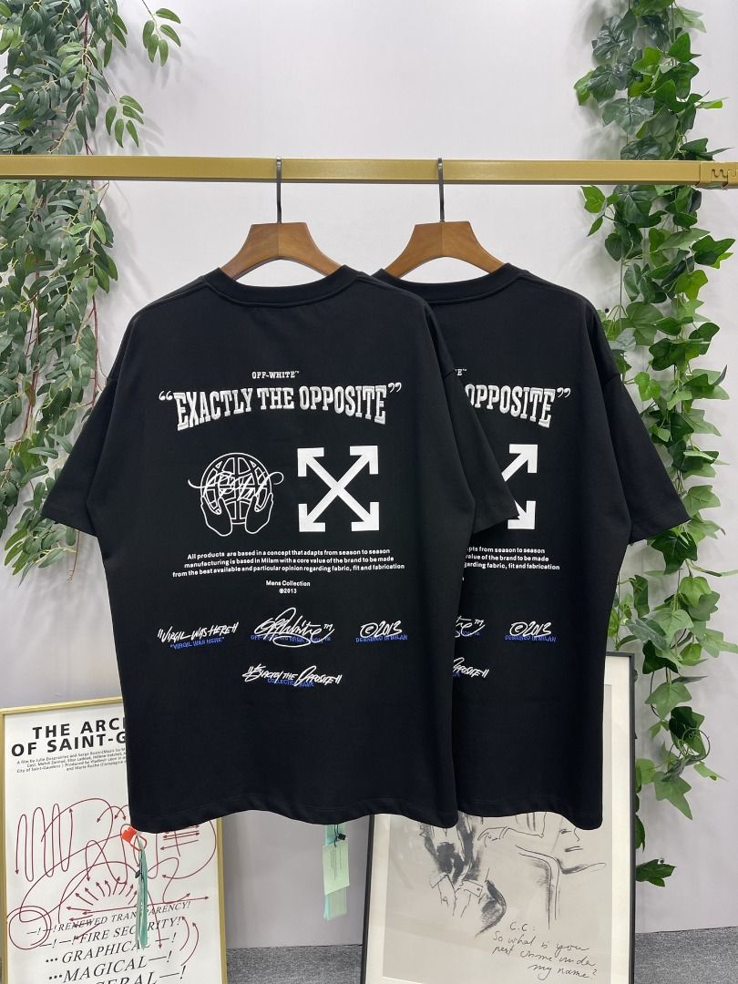 OW embroidered logo arrow slogan short sleeve black review dfhf