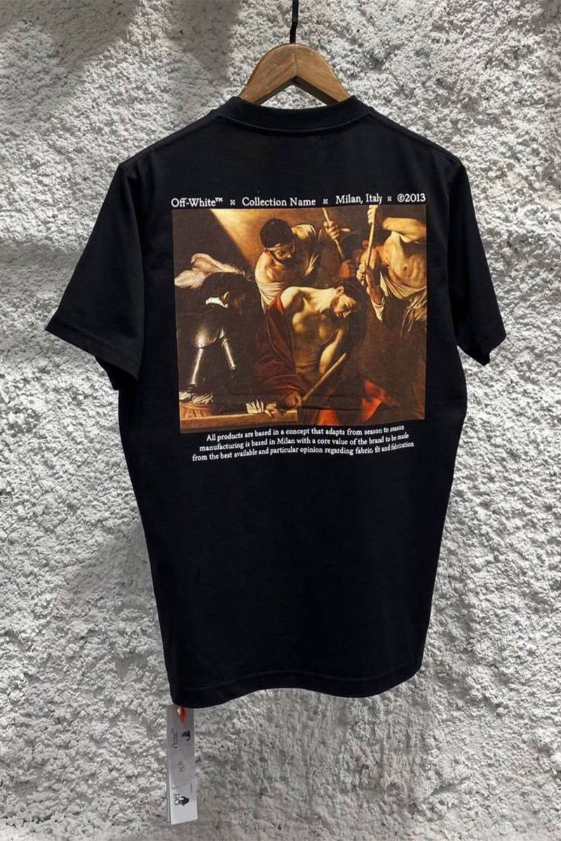 OW Classical Religious Oil Painting Short Sleeve Black review fgn