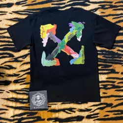 OW environmentally friendly ink hand-painted colorful graffiti short sleeve black review dfhg