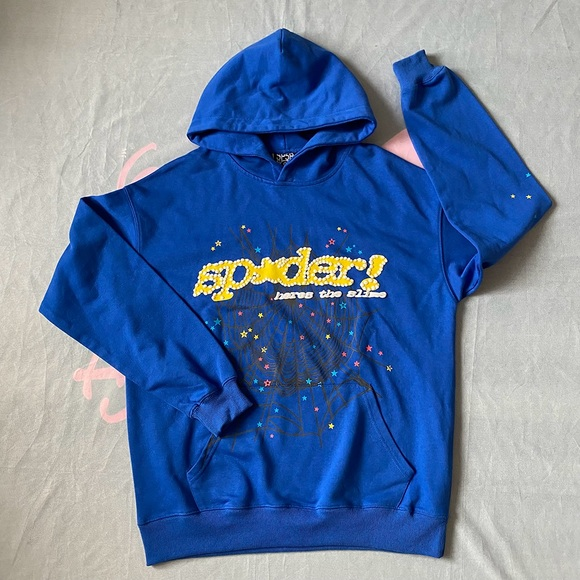 Sp5der Web Print Gothic Hoodie TC Blue review dfgf