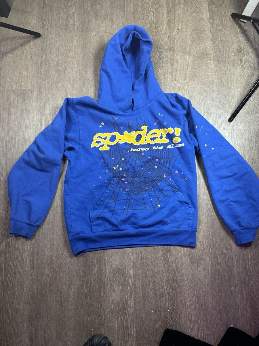 Sp5der Web Print Gothic Hoodie TC Blue review sdgfd