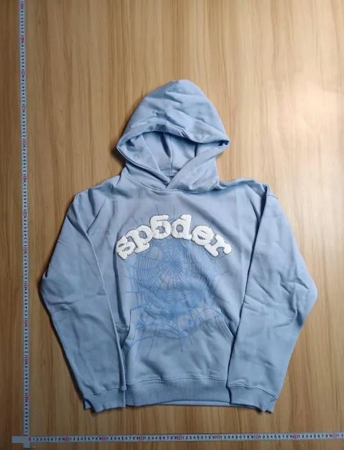 Sp5der Web Print Gothic Hoodie Sky Blue review 