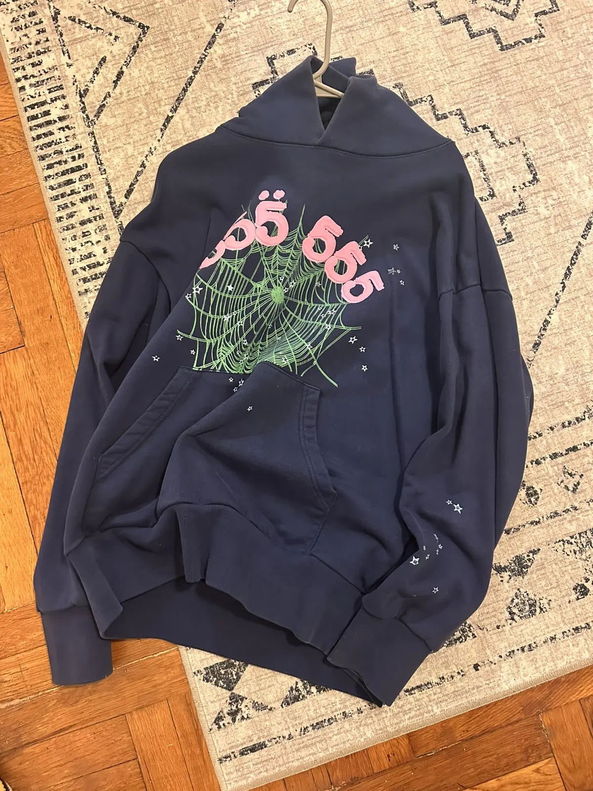 Spider Worldwide 555 Angel Number Hoodie Navy Blue review dsgfv