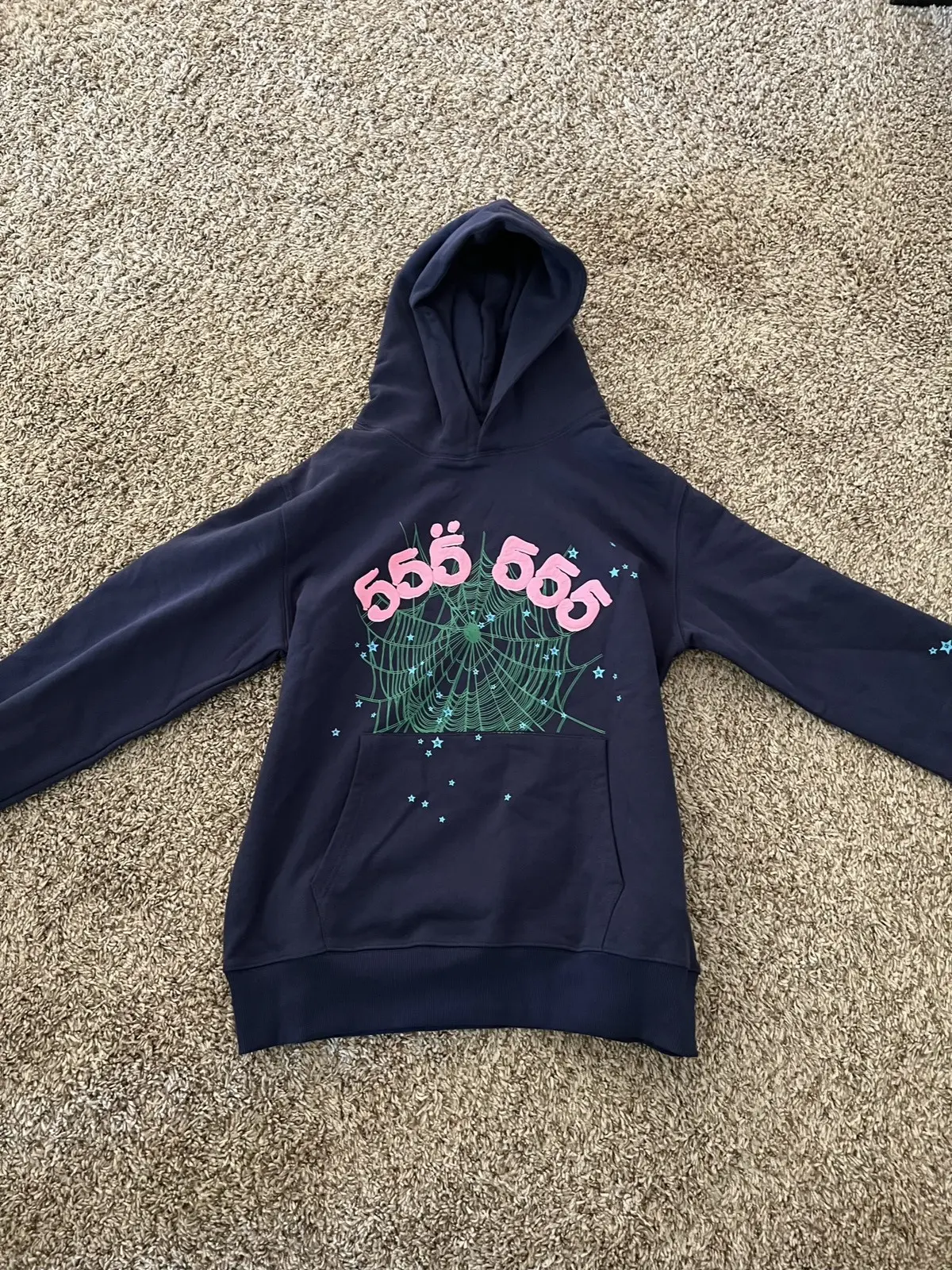 Spider Worldwide 555 Angel Number Hoodie Navy Blue review sdgv
