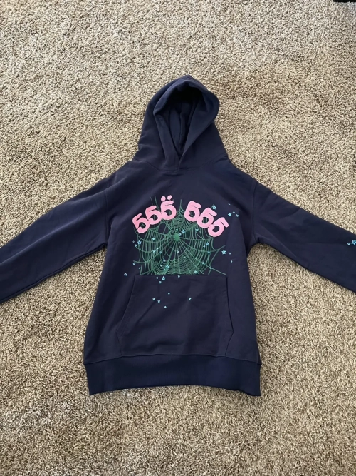 Spider Worldwide 555 Angel Number Hoodie Navy Blue review 