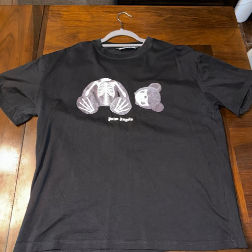 .Palm Angels Transparent Broken Head Bear Print Short Sleeve black review fhjn