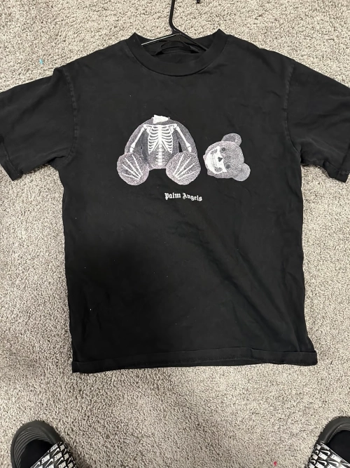 .Palm Angels Transparent Broken Head Bear Print Short Sleeve black review 