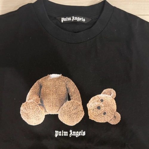 Palm Angels Yellow Broken Head Bear Print Short Sleeve black review 